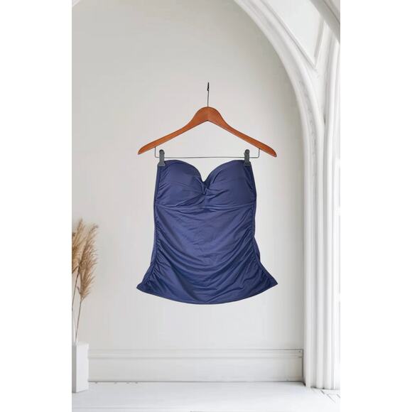 Anne Cole Womens Navy Twist Front Bandeau Swim Top Size X Large - Picture 1 of 8
